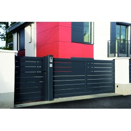 Portail contemporain ajouré en aluminium